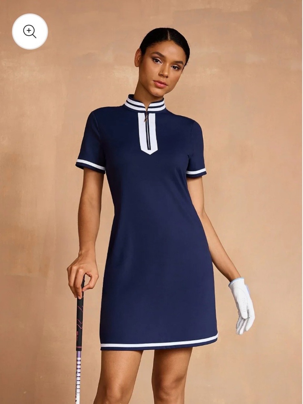 Acegolfs Navy Short-Sleeve Dress with White Trim Size S